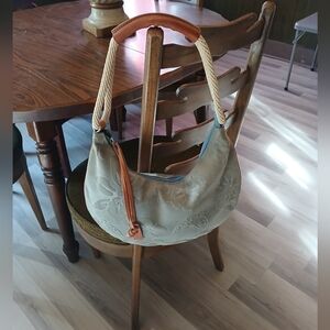 Claudia Firenze Chic Beige Leather  Floral Women's Hobo Bag